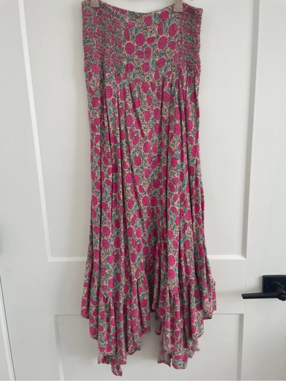 NATURAL LIFE Pink and Green Floral High-Low Maxi Skirt